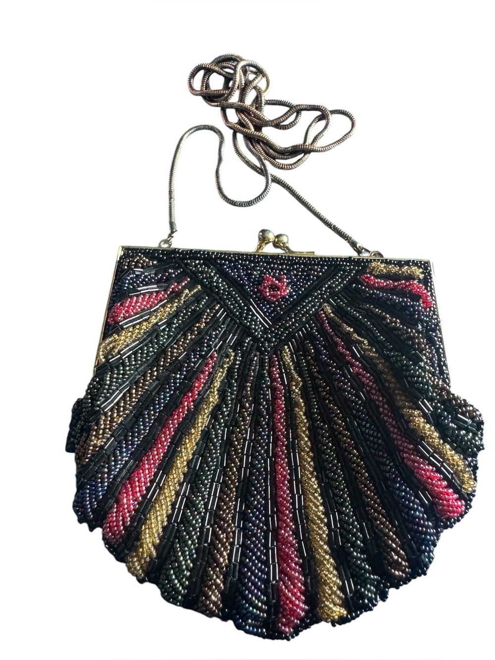 Vintage Waldorg beaded clamshell evening bag. EUC